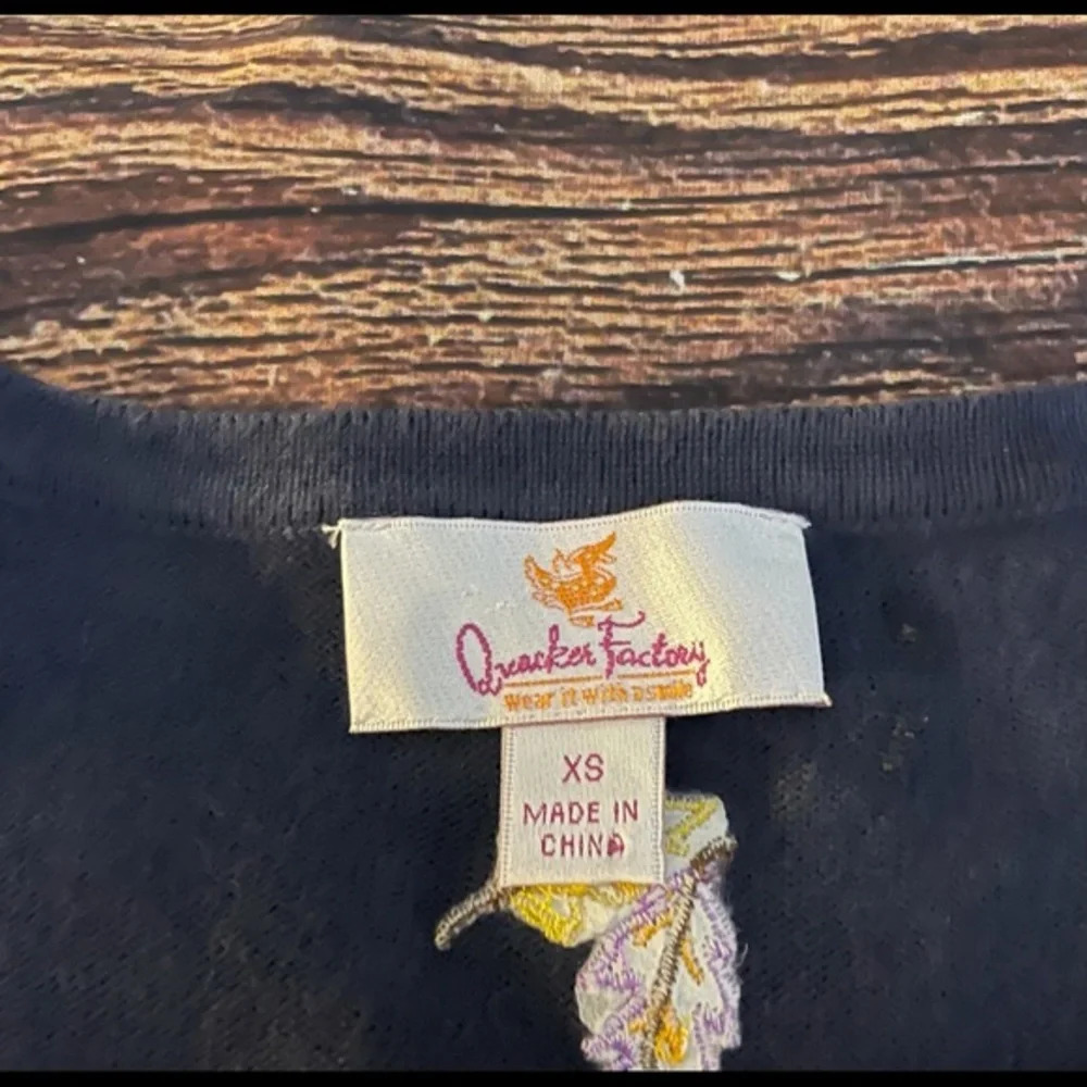 Vintage Quaker Factory Fall Leaves Embroidered Cardigan, XS - Picture 5 of 5